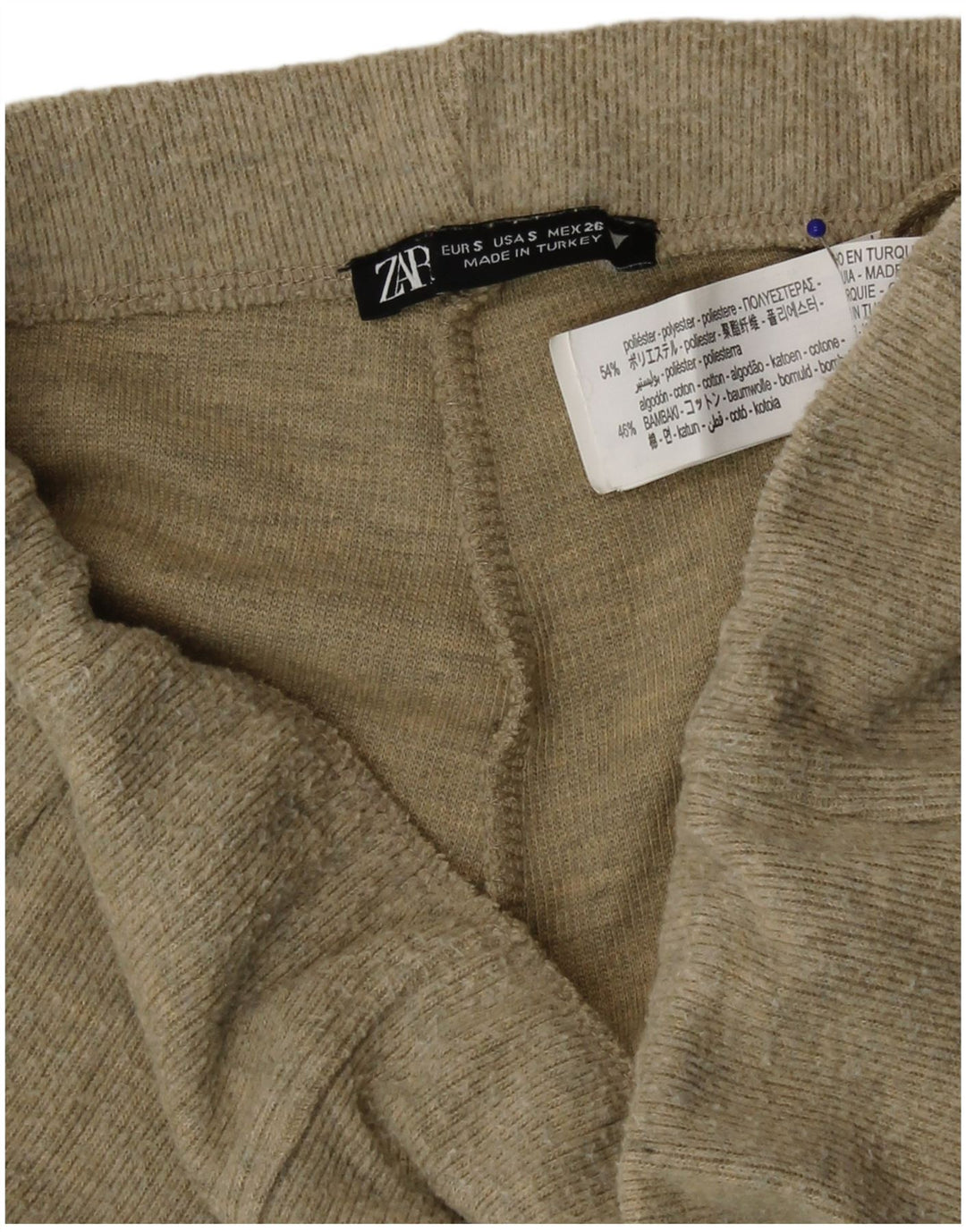 Zara Damen Strickhose mit weitem Bein, Größe S, W26, L30, Grün, Polyester