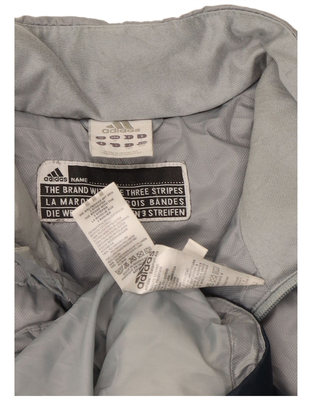 Adidas Herren Three Stripes Wattierte Jacke UK 40 Large Grau Colourblock