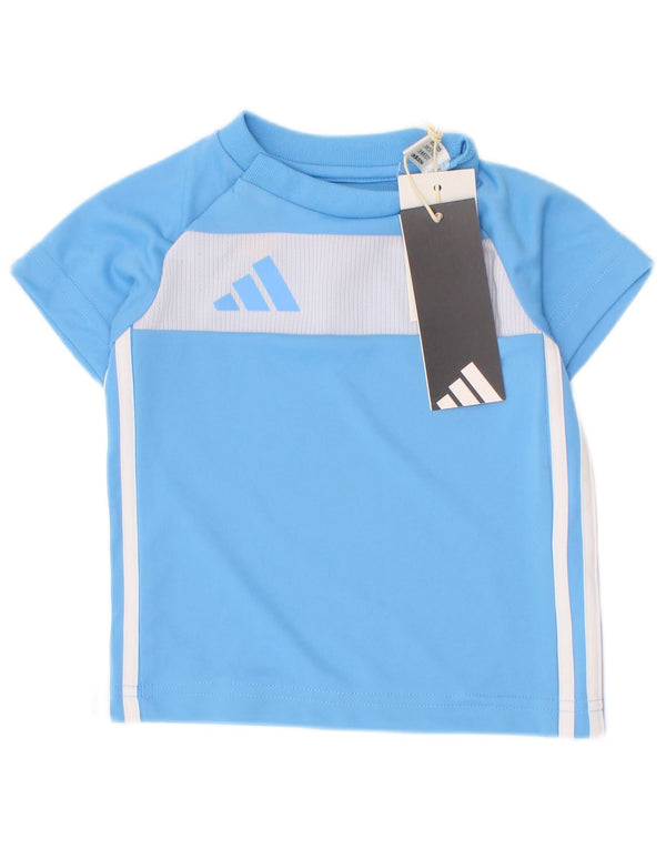 Adidas Baby-T-Shirt für Jungen, 3–6 Monate, blaues Colourblock-Polyester