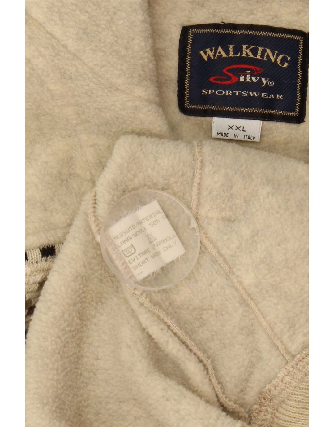 Silvy Herren-Fleecepullover mit Reißverschluss, 2XL, beige, geometrische Wolle