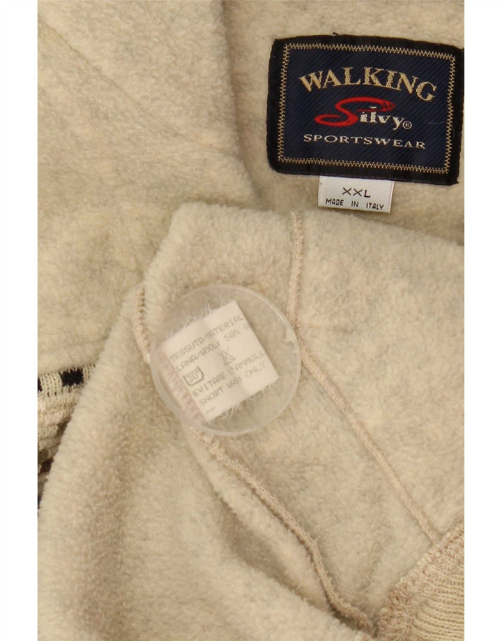 Silvy Herren-Fleecepullover mit Reißverschluss, 2XL, beige, geometrische Wolle