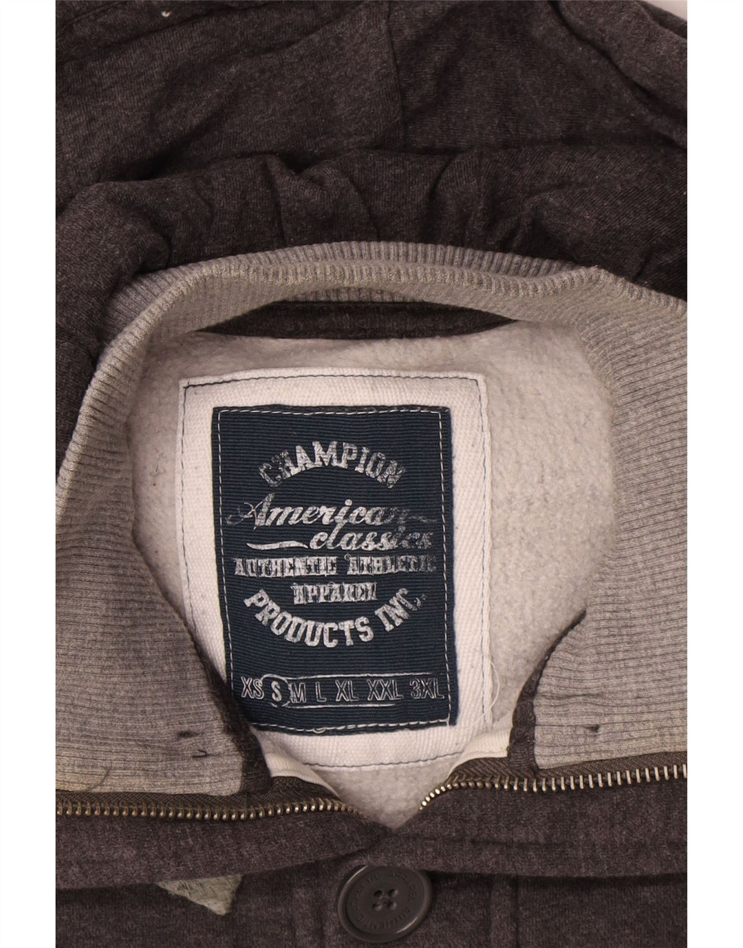Champion Herren-Kapuzenpullover mit Reißverschluss, klein, graue Baumwolle