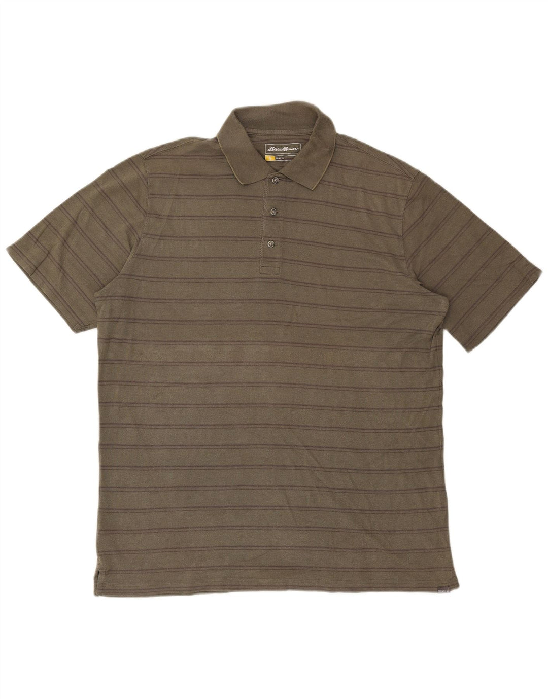 Eddie Bauer Herren-Poloshirt mit normaler Passform, groß, Khaki, gestreift, Baumwolle
