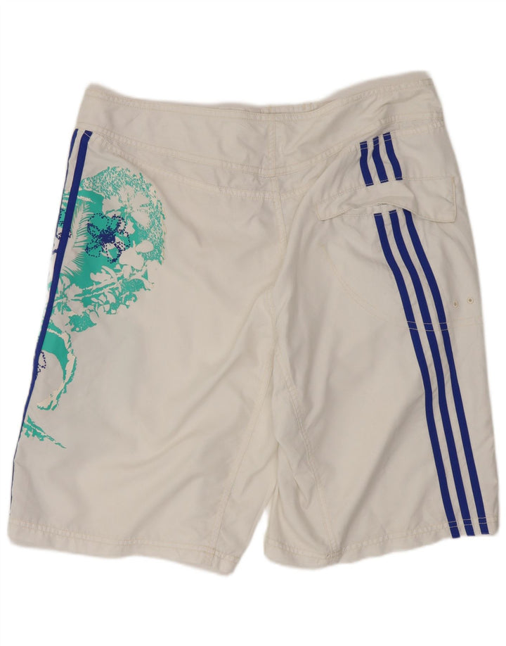 Adidas Herren-Badeshorts mit Grafik, mittelweiß, geblümt, Polyester