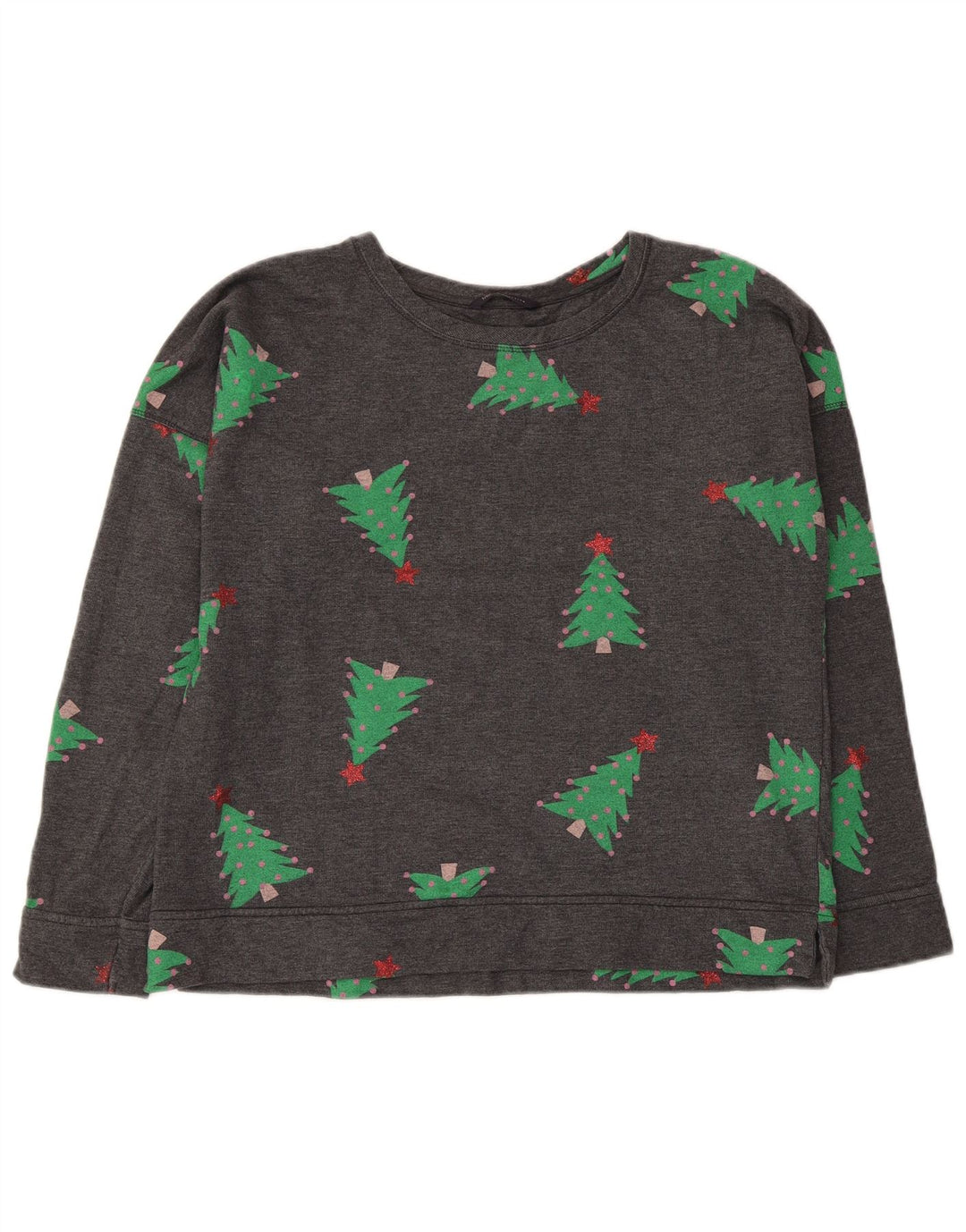 Marks & Spencer Damen Grafik-Sweatshirtpullover UK 16 Large Grau Weihnachten