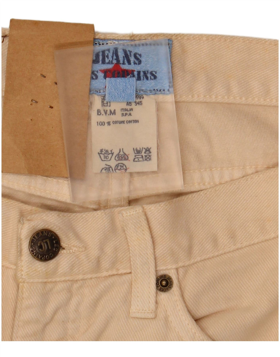 Les Copains Damen Tapered Jeans W33 L32 Beige Baumwolle