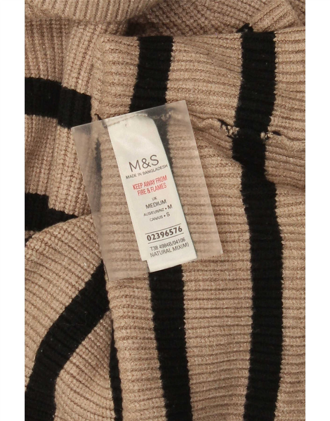 Marks & Spencer Rollkragenpullover für Damen, UK 12, Mittelbeige gestreift