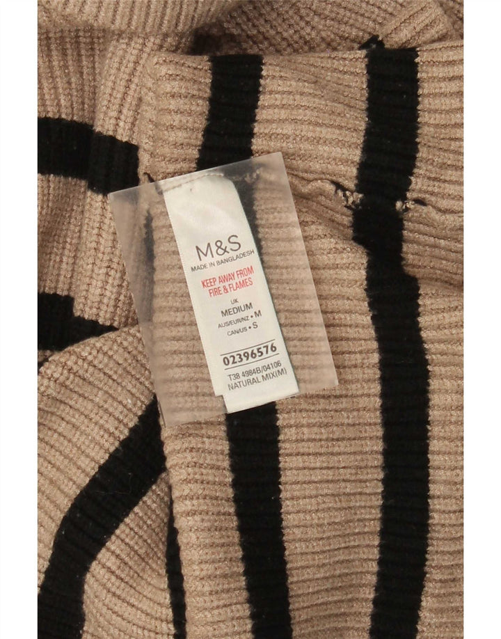 Marks & Spencer Rollkragenpullover für Damen, UK 12, Mittelbeige gestreift