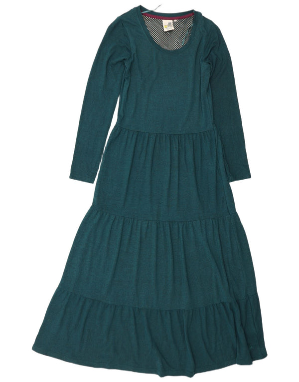 Weird Fish Damen-Maxikleid mit langen Ärmeln, Größe S, Grün, Viskose
