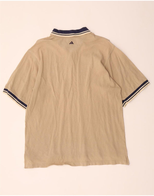 Adidas Herren Rugby-Poloshirt UK 40/42 Mittelbeige gestreifte Baumwolle