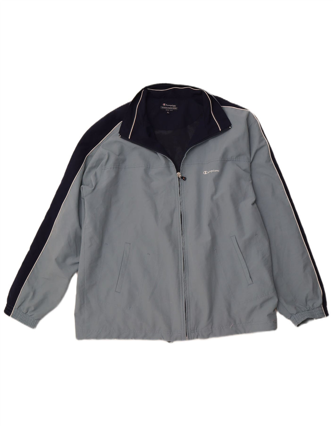 CHAMPION Herren-Trainingsanzug-Oberteil, XL, blaues Farbblock-Polyester