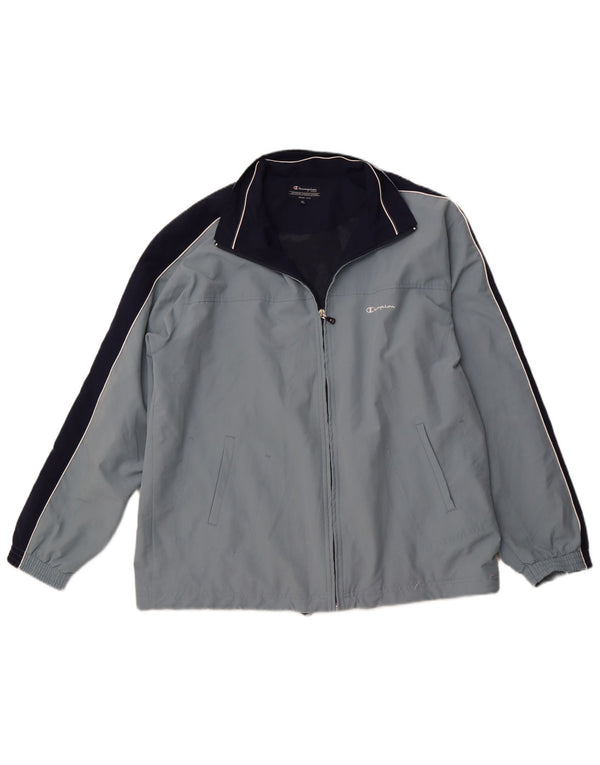 CHAMPION Herren-Trainingsanzug-Oberteil, XL, blaues Farbblock-Polyester