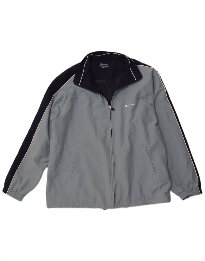 CHAMPION Herren-Trainingsanzug-Oberteil, XL, blaues Farbblock-Polyester