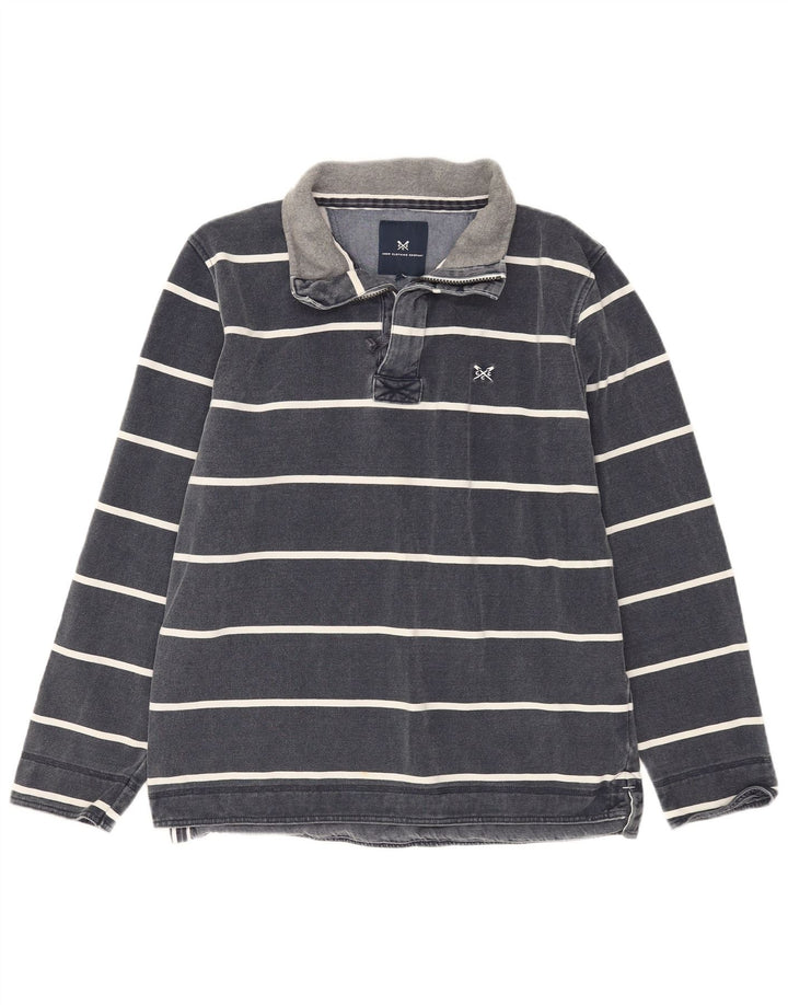 CREW CLOTHING Herren-Sweatshirt mit Reißverschluss am Hals, mittelgroß, marineblau gestreift