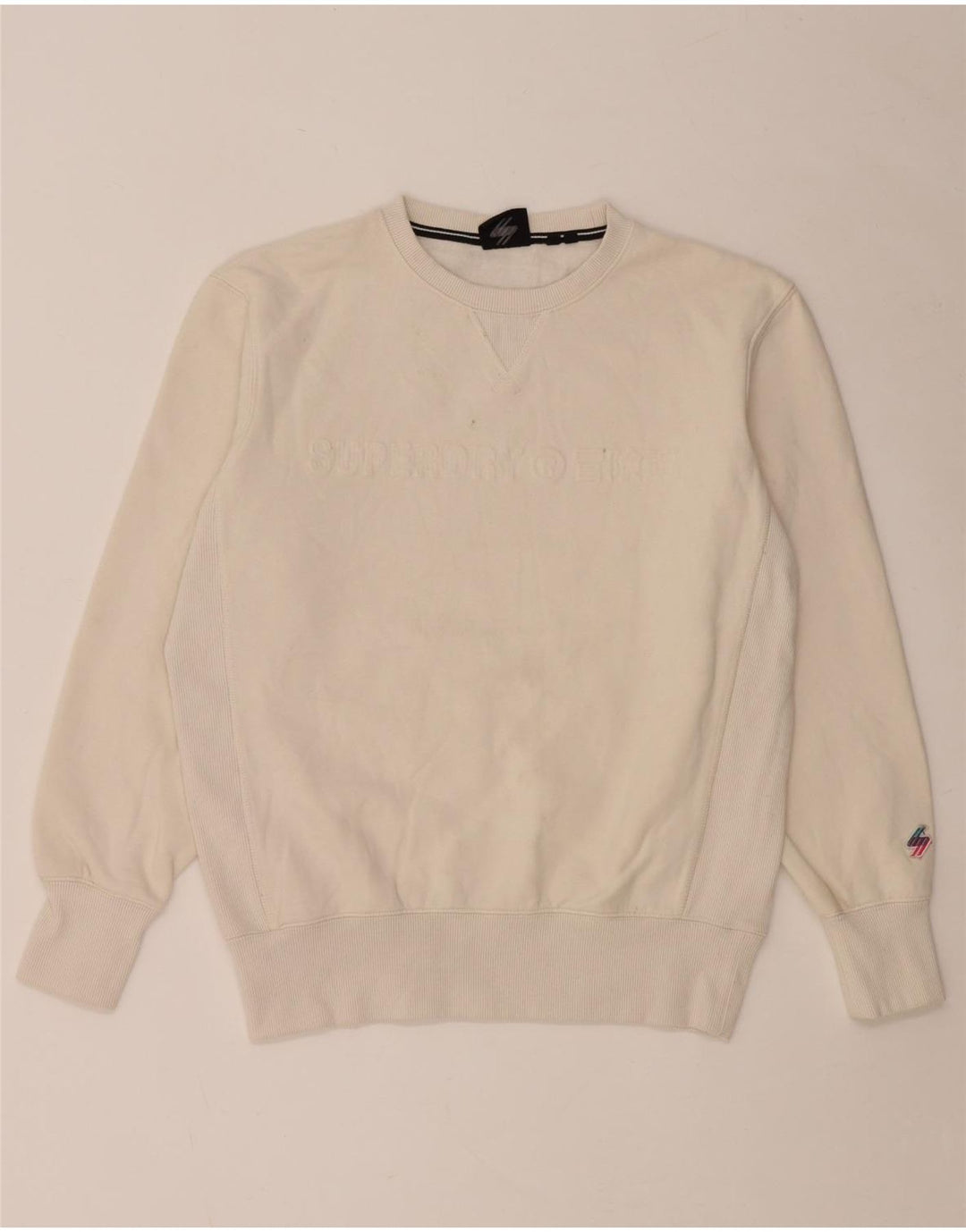 Superdry Herren Grafik-Sweatshirt-Pullover aus mittelweißer Baumwolle