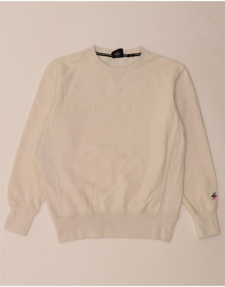 Superdry Herren Grafik-Sweatshirt-Pullover aus mittelweißer Baumwolle