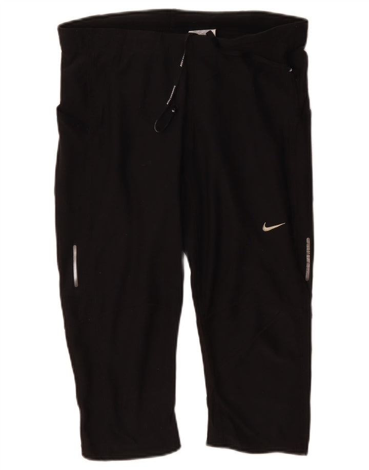NIKE Womens Dri Fit Capri Trainingshose UK 14 Large Schwarz Polyester