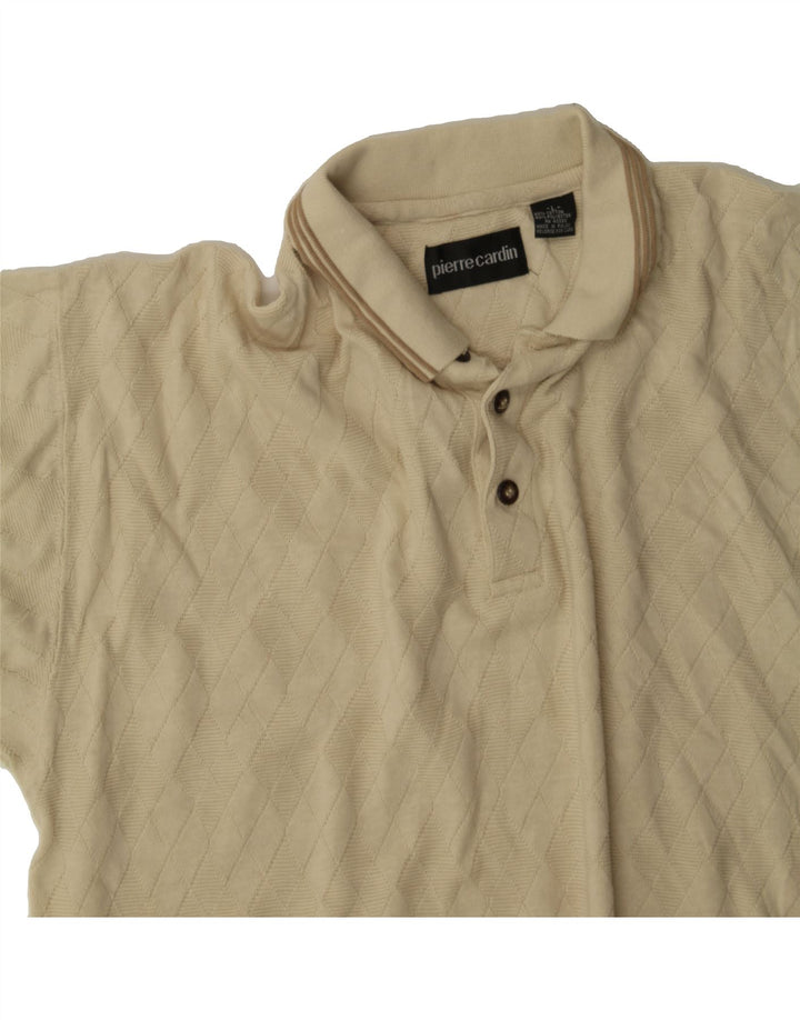 PIERRE CARDIN Mens Polo Shirt Large Beige Cotton Vintage Pierre Cardin and Second-Hand Pierre Cardin from Messina Hembry 
