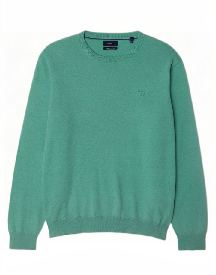 Gant Herren-Pullover mit U-Boot-Ausschnitt, groß, türkisfarbene Baumwolle