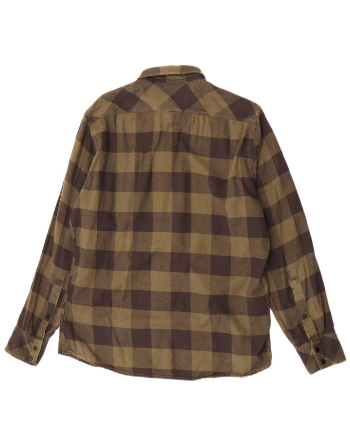 Hugo Boss Herren-Flanellhemd mit normaler Passform, groß, Khaki, Gingham-Baumwolle