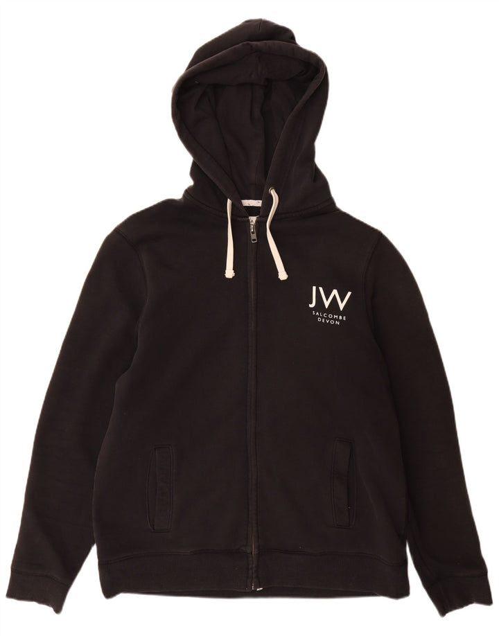 Jack Wills Herren-Kapuzenpullover mit grafischem Reißverschluss, XL, aus schwarzer Baumwolle