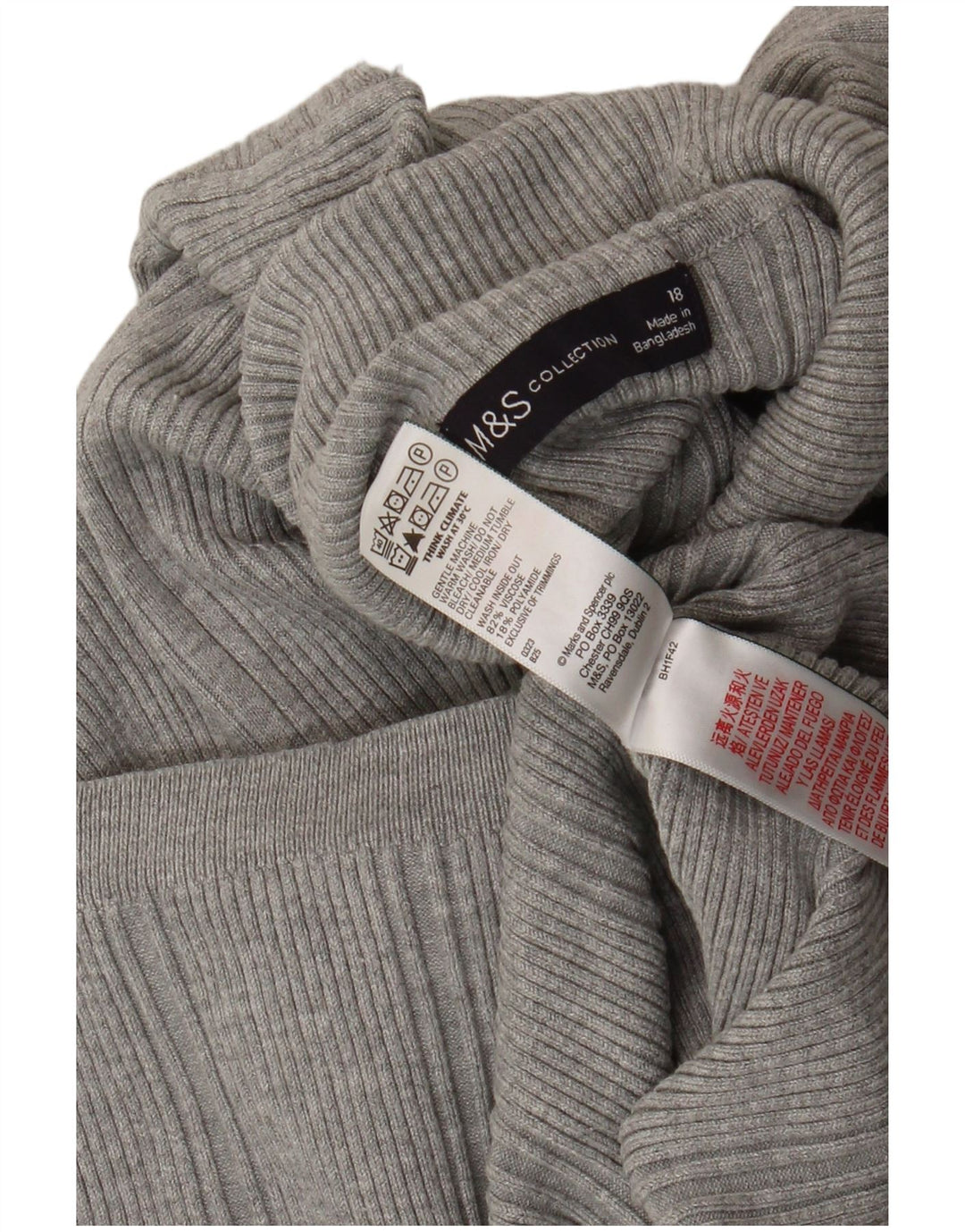 Marks & Spencer Damen-Pullover mit Rollkragen, Gr. 18, XL, graue Viskose