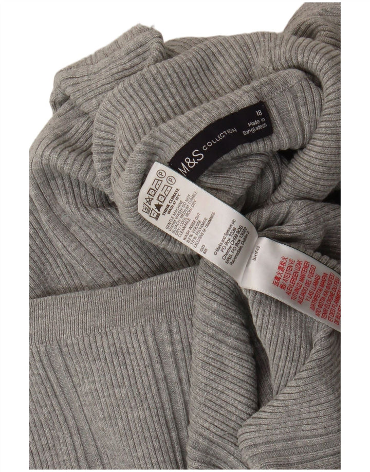 Marks & Spencer Damen-Pullover mit Rollkragen, Gr. 18, XL, graue Viskose
