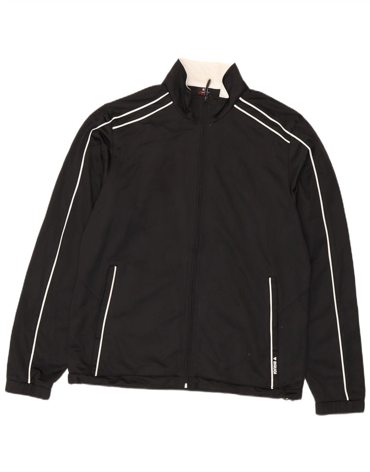 Brugi Herren-Trainingsanzug-Oberteil, Jacke, groß, aus schwarzem Polyester