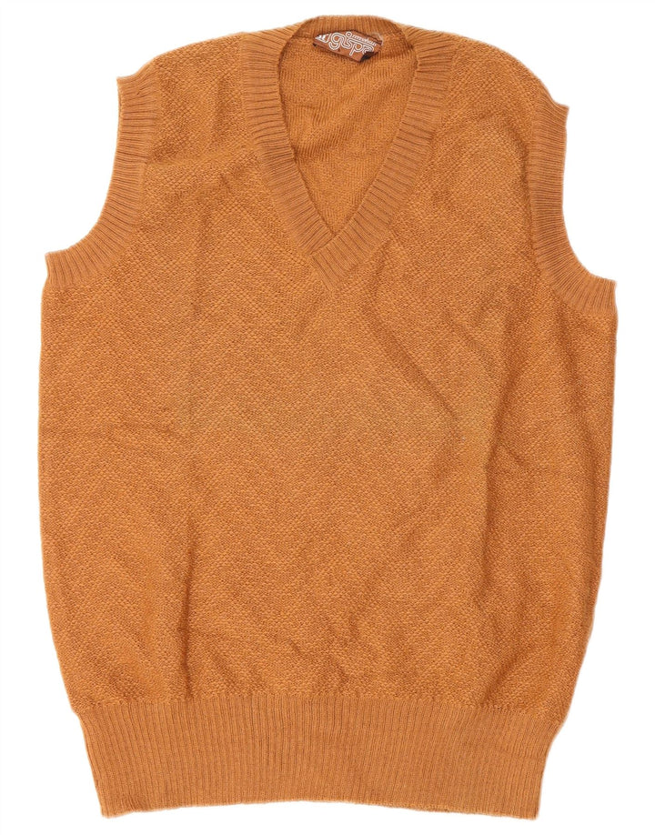 Gispa Herren Weste Tank Top IT 52 Große braune Chevron Schurwolle