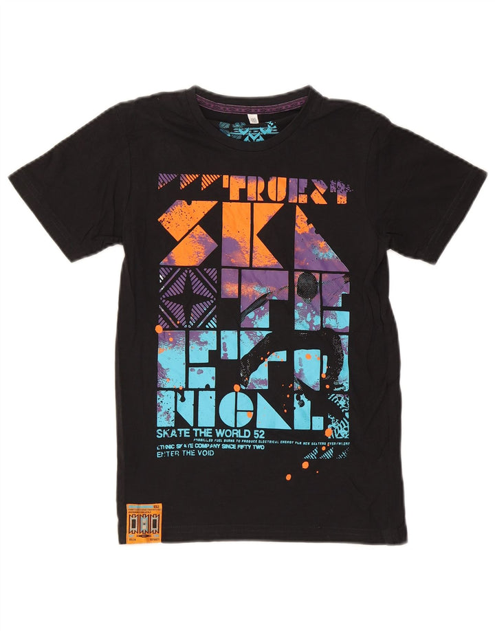 HERE & THERE  Boys Graphic T-Shirt Top 10-11 Years Black Cotton