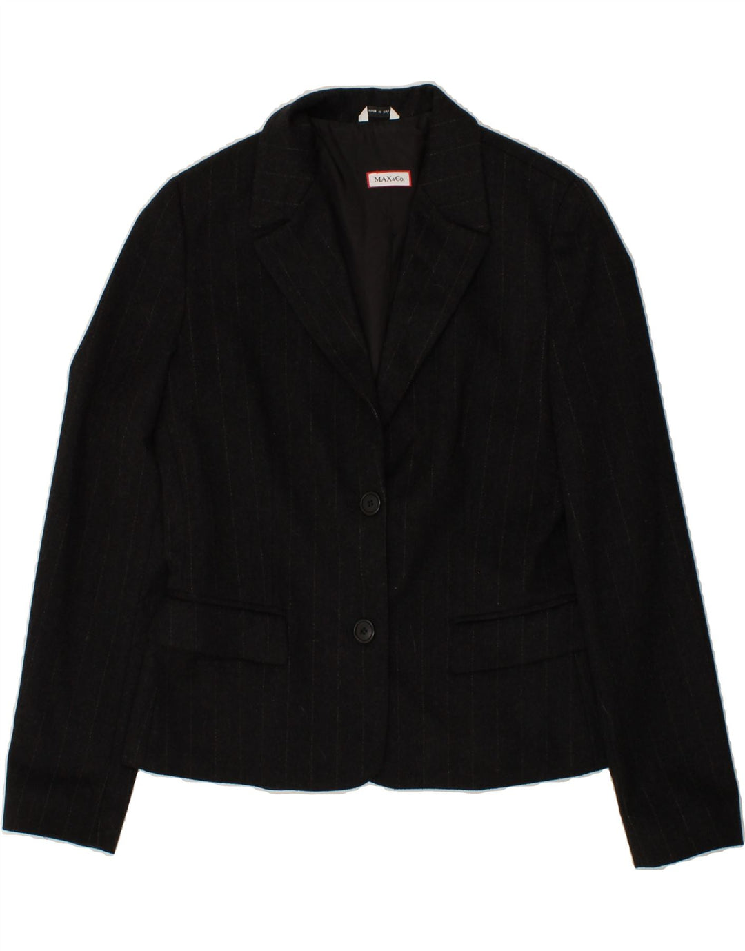 MAX & CO. Womens 2 Button Blazer Jacket UK 14 Medium Grey Striped Vintage Max & Co. and Second-Hand Max & Co. from Messina Hembry 