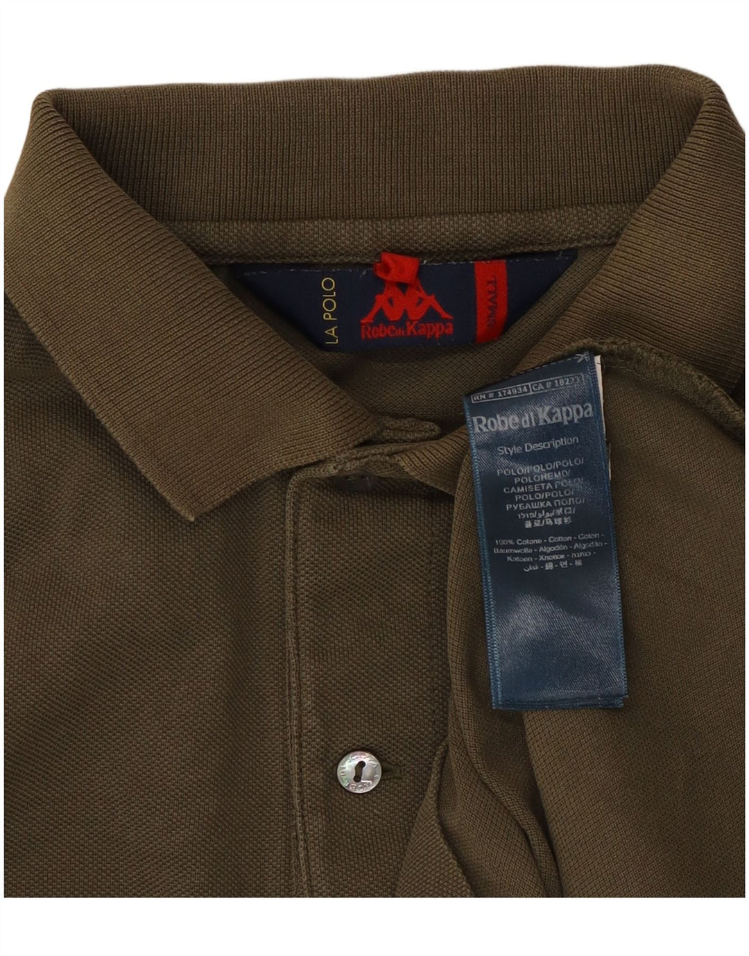Kappa Herren Poloshirt Small Khaki Baumwolle