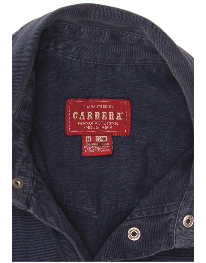 Carrera Herrenhemd, Größe 39/40, mittelmarineblaue Baumwolle