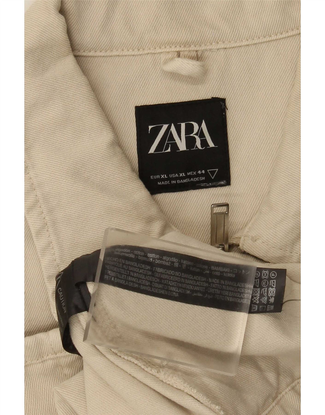 Zara Herren Utility Jacke UK 42 XL Beige Baumwolle
