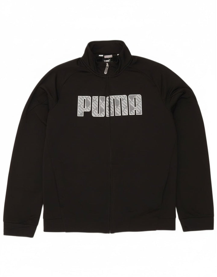 Puma Jungen Grafik-Trainingsanzug-Top-Jacke, 13–14 Jahre, schwarzes Polyester