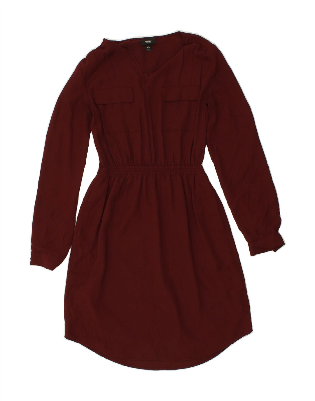 MOSSIMO Womens Long Sleeve A-Line Dress UK 6 XS Maroon Polyester Vintage Mossimo and Second-Hand Mossimo from Messina Hembry 