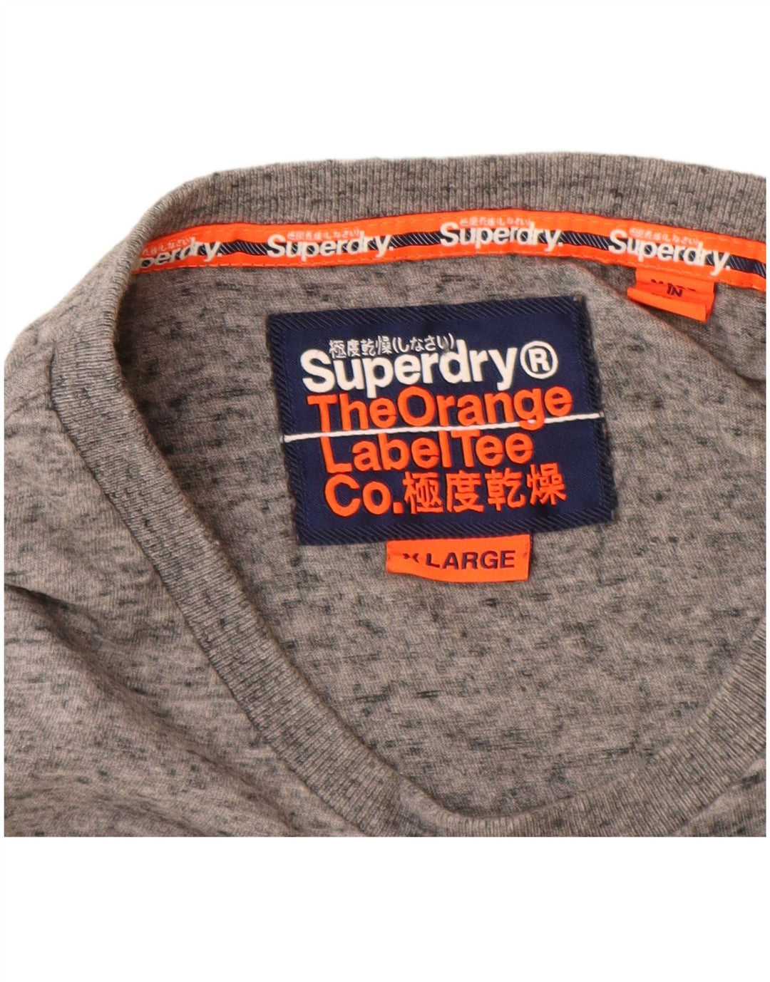 Superdry Herren-Oberteil, langärmelig, XL, grau gefleckte Baumwolle
