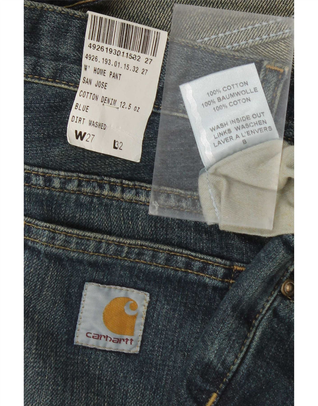 Carhartt Damen Bootcut Jeans W27 L32 Blaue Baumwolle