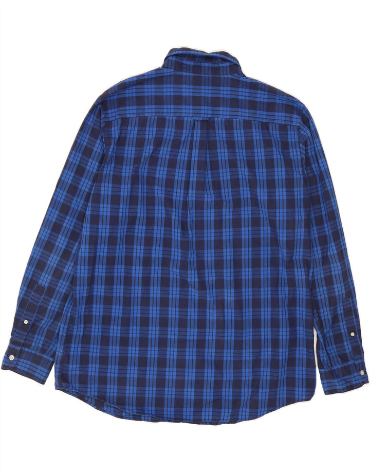 CHAPS Mens Easy Care Shirt XL Blue Check Cotton Vintage Chaps and Second-Hand Chaps from Messina Hembry 
