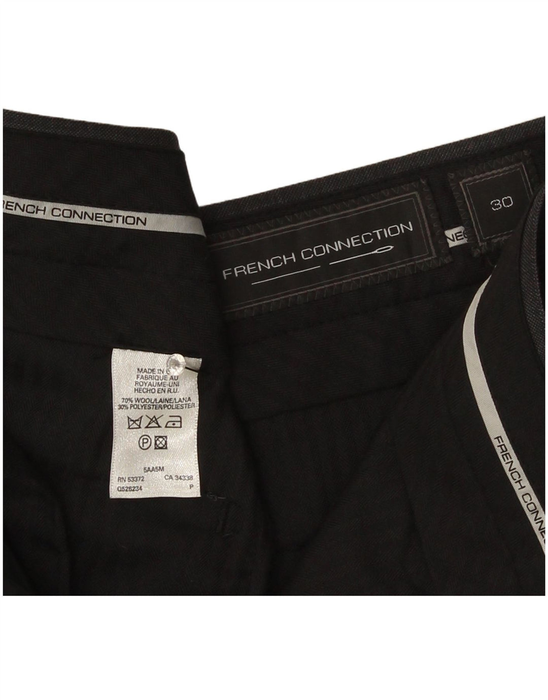 French Connection Herren-Anzughose, gerade, W30, L33, grau gestreift, Wolle
