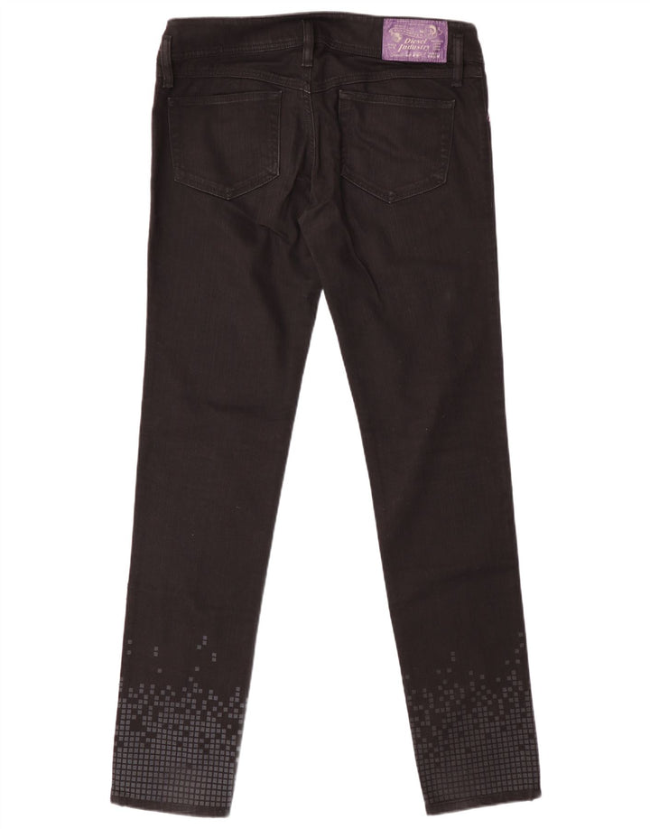 Diesel Damen Matic Slim Jeans W31 L34 Schwarze geometrische Baumwolle