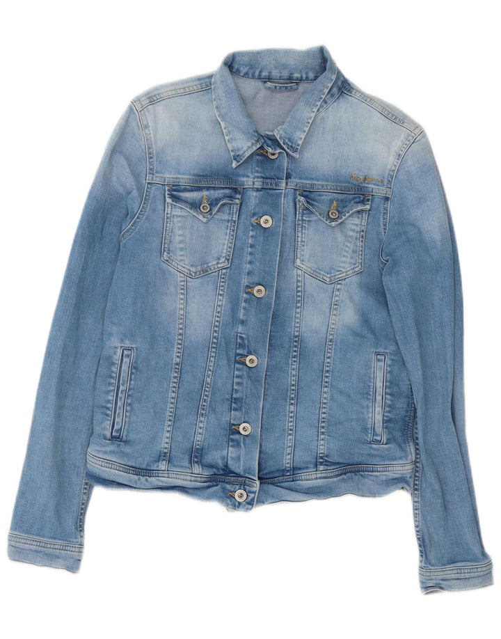 PEPE Jeans Damen Jeansjacke UK 14 Große blaue Baumwolle