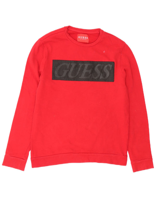 Guess Herren-Sweatshirt mit Grafik, mittelrote Baumwolle