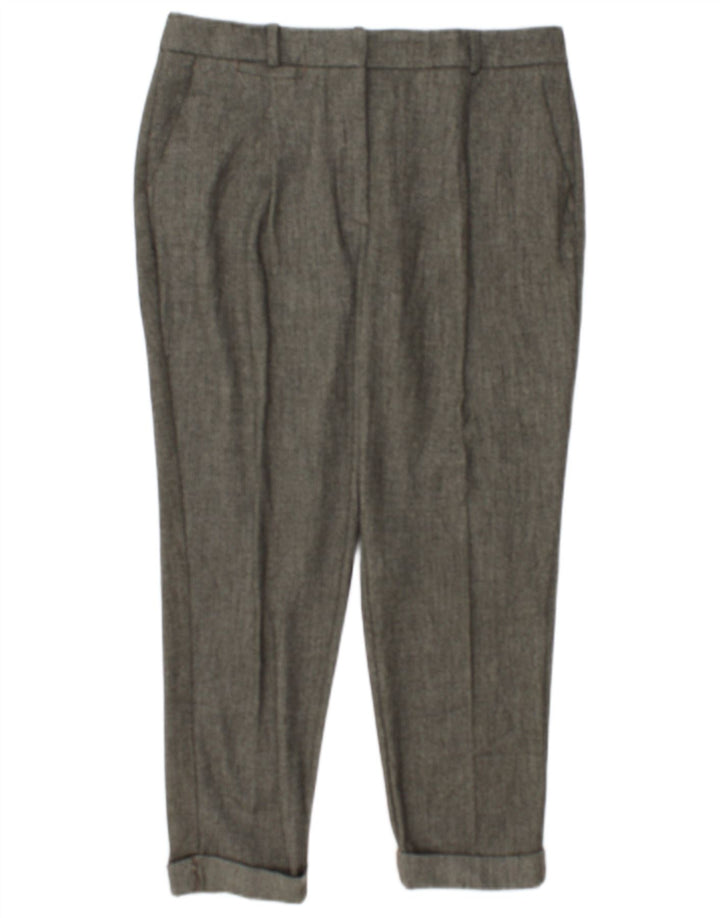Zara Damen Crop Suit Hose Medium W28 L24 Khaki Polyester