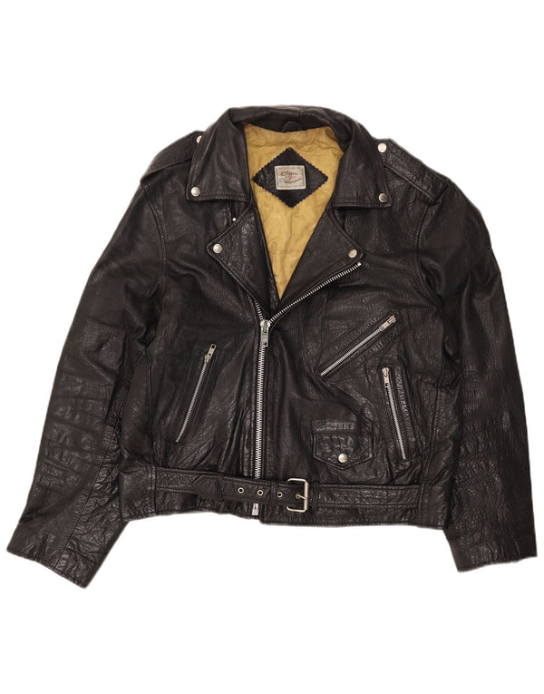 CLASSIC Herren Leder Bikerjacke UK 42 XL Schwarz