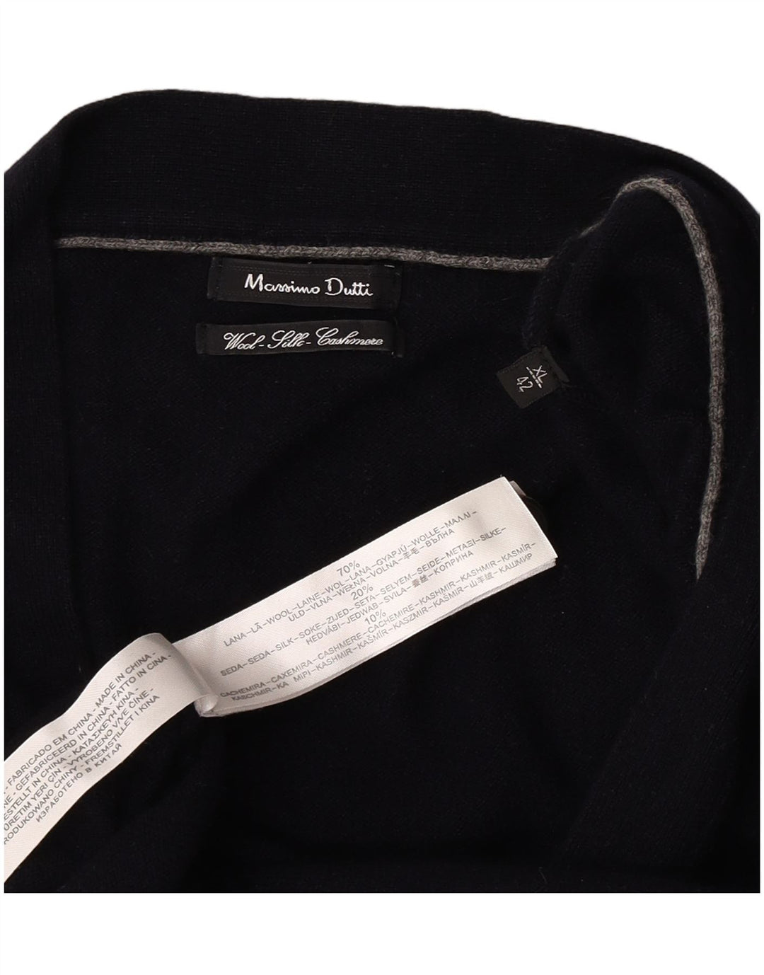 Massimo Dutti Herren Strickjacke XL Marineblaue Wolle