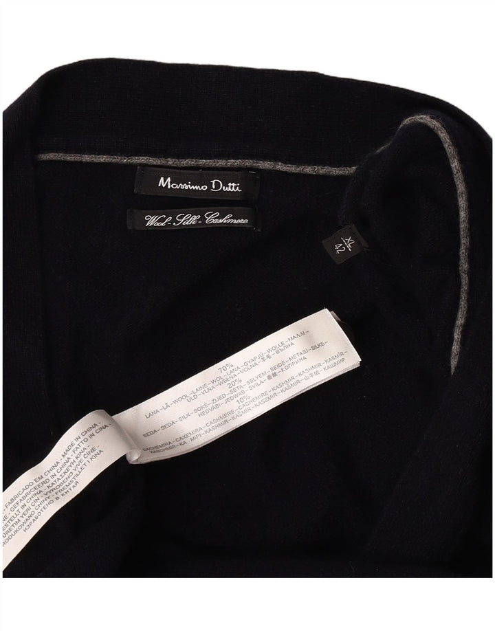 Massimo Dutti Herren Strickjacke XL Marineblaue Wolle