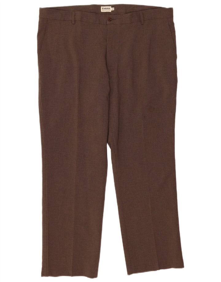 Farah Herren-Freizeithose, gerade, W42, L29, braun, Polyester, klassisch
