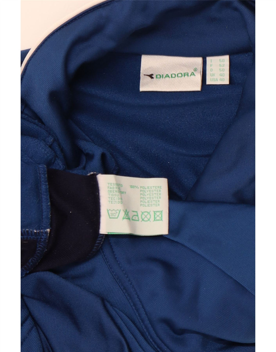 DIADORA Herren-Trainingsanzug-Top-Jacke, UK 40, groß, blaues Farbblock-Polyester