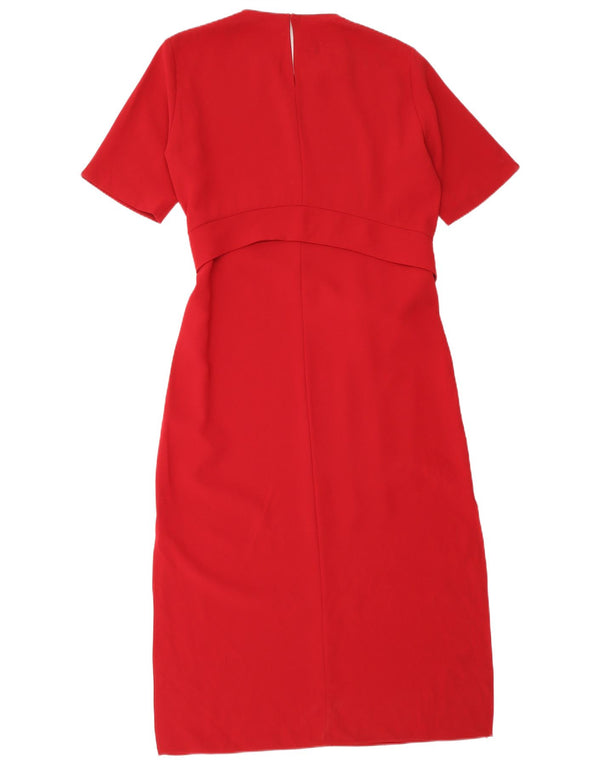 Zara Damen Maxikleid UK 14 Mittelrotes Polyester